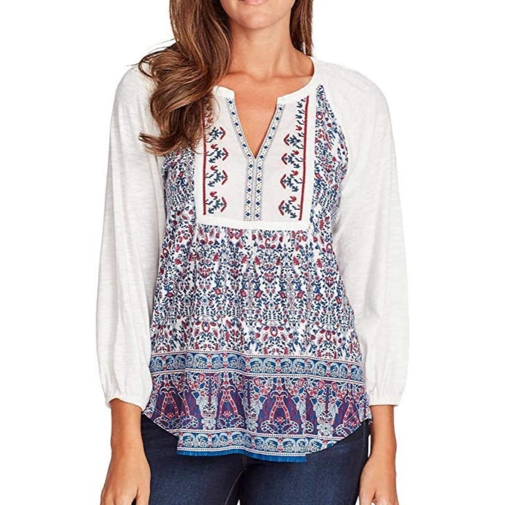 Vintage America Navy Boho Top L